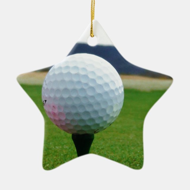 Golf Ball auf dem Golfplatz Keramikornament (Vorne)