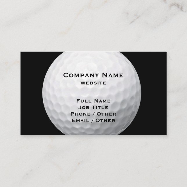 Golf Ball auf der Black Business Card Visitenkarte (Vorderseite)