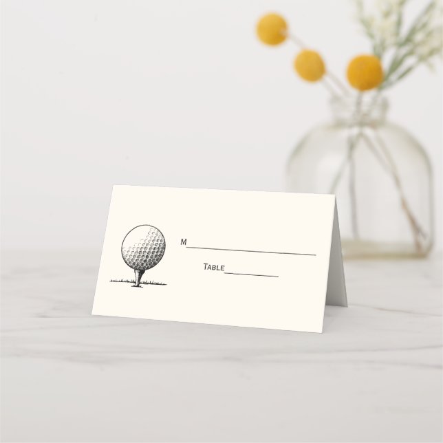 Golf Ball auf T-Shirt Escort Card Platzkarte Elfen (Rückseite)