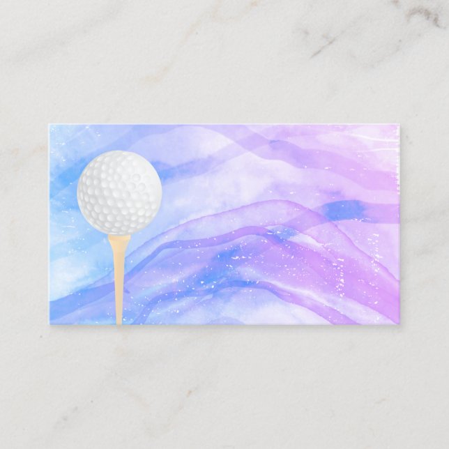 Golf Ball Blau und lila Aquarellgestaltung Visitenkarte (Vorderseite)