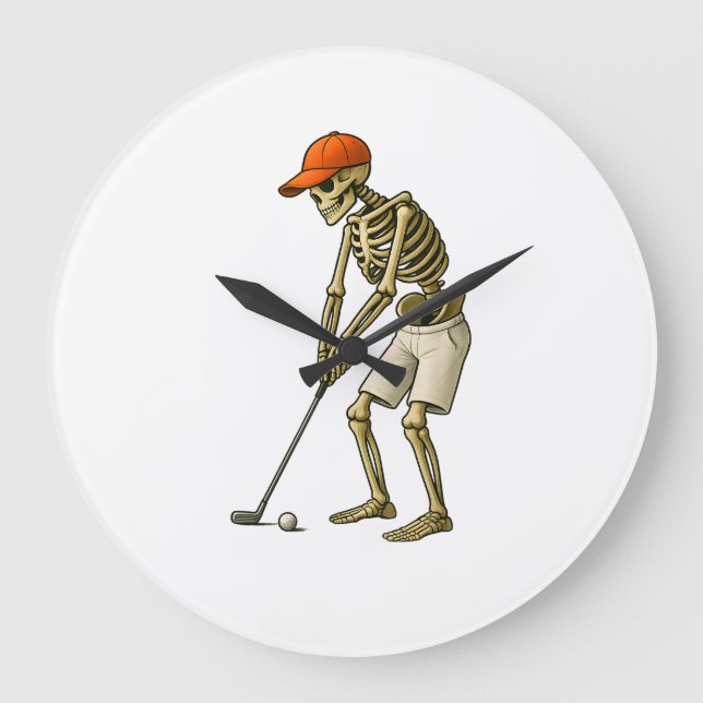 Golf Ball Costume - Pumpkin Skull Golf PWall Clock Große Wanduhr (Vorderseite)