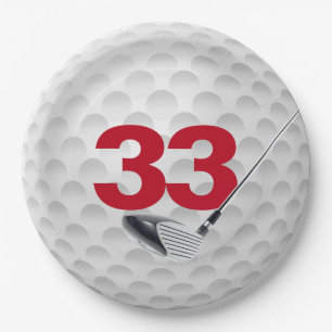 Golf Ball Design 33. Geburtstag Pappteller