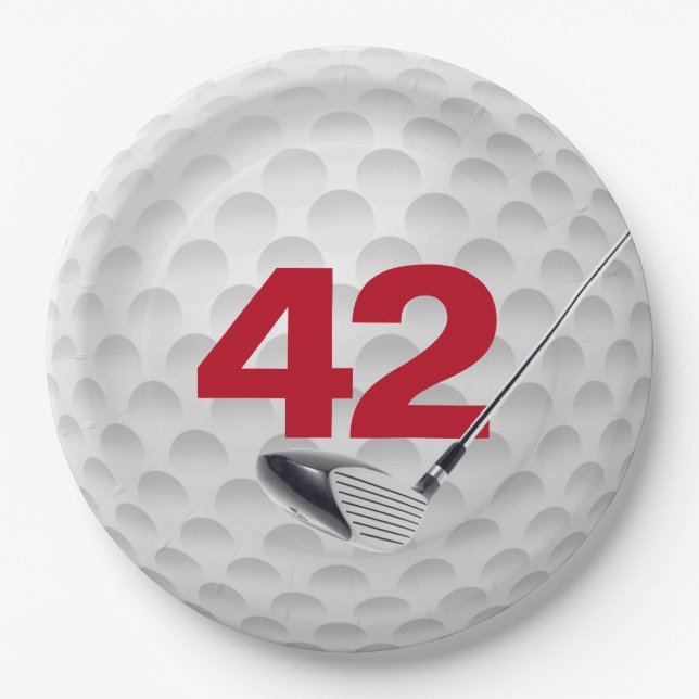 Golf Ball Design 42. Geburtstag Pappteller (Vorderseite)