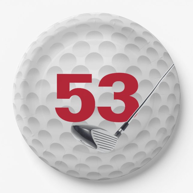 Golf Ball Design 53. Geburtstag Pappteller (Vorderseite)
