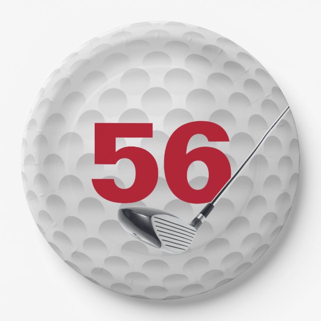 Golf Ball Design 56. Geburtstag Pappteller (Vorderseite)