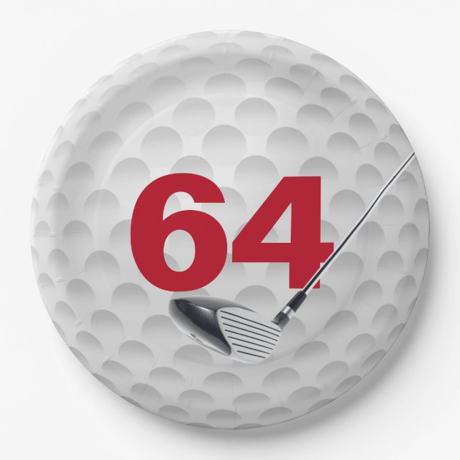 Golf Ball Design 64. Geburtstag Pappteller (Vorderseite)