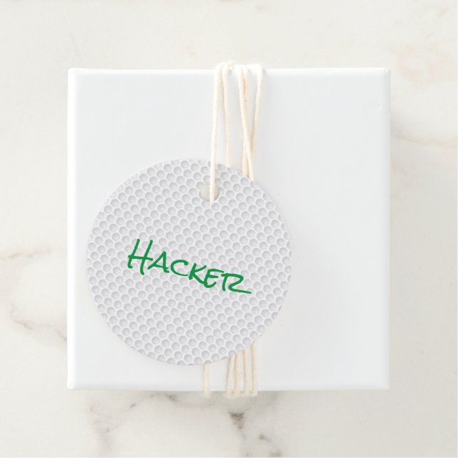 Golf Ball Dimples HACKER Golfing Funny Gift Wrap Geschenkanhänger (Beispiel)