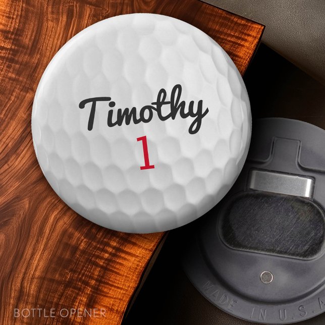 Golf Ball Dimples mit schwarzem Namen Flaschenöffner (Custom Bottle Opener)