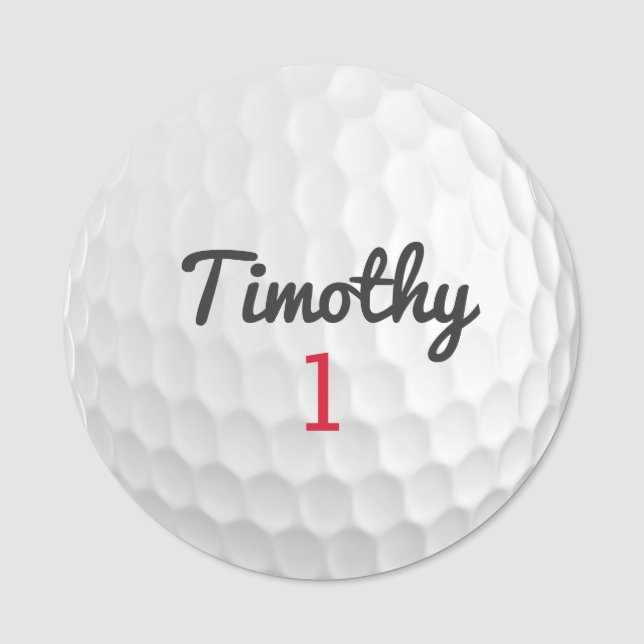 Golf Ball Dimples mit schwarzem Namen Namensschild (Vorderseite)