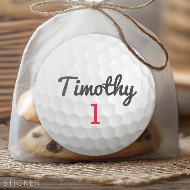 Golf Ball Dimples mit schwarzem Namen Runder Aufkleber (Custom Sticker for Party Favors and Envelopes)
