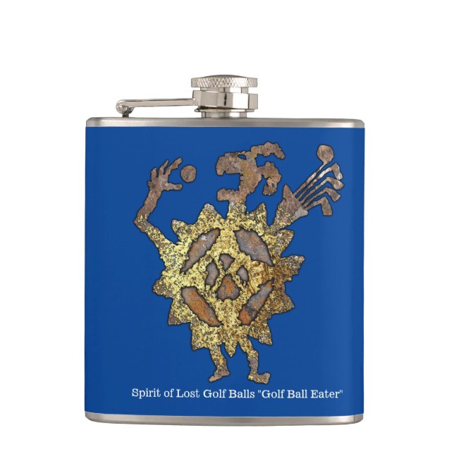 Golf Ball Eater Petroglyph Flasche Flachmann (Vorderseite)