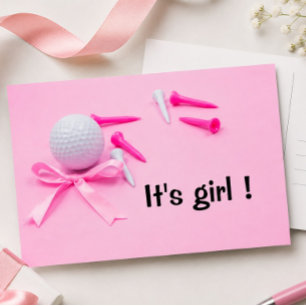 Golf Ball es Mädchen Dusche in Rosa Postkarte