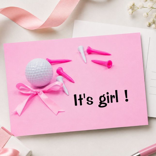 Golf Ball es Mädchen Dusche in Rosa Postkarte (Von Creator hochgeladen)