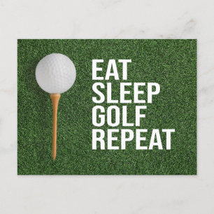 Golf Ball essen Schlaf Golf wiederholen auf grünem Postkarte