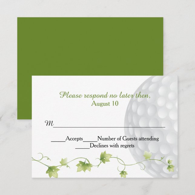 Golf Ball et Ivy Wedding Carte RSVP (Devant / Derrière)