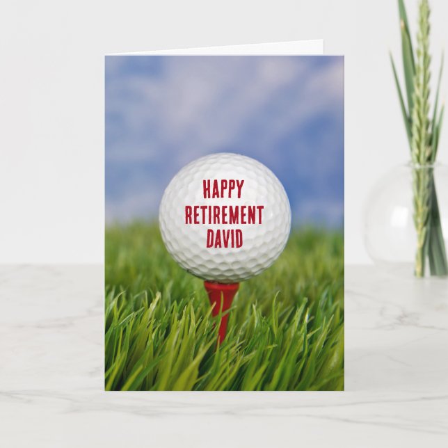 Golf-Ball für Rentner auf rotem T-Shirt Karte (Vorderseite)