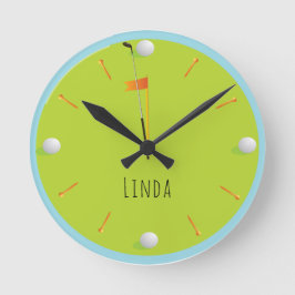 Golf Ball Green Sport Thema Sportlich Personalisie Runde Wanduhr