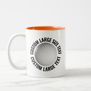 Golf Ball & Große Schrift ORANGE 325ml Custom Zweifarbige Tasse