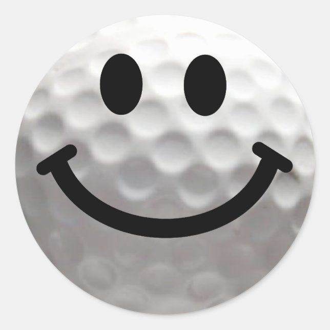 Golf Ball Happy Face Runder Aufkleber (Vorderseite)