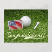 Golf Ball Herzlichen Glückwunsch mit der Flagge Am