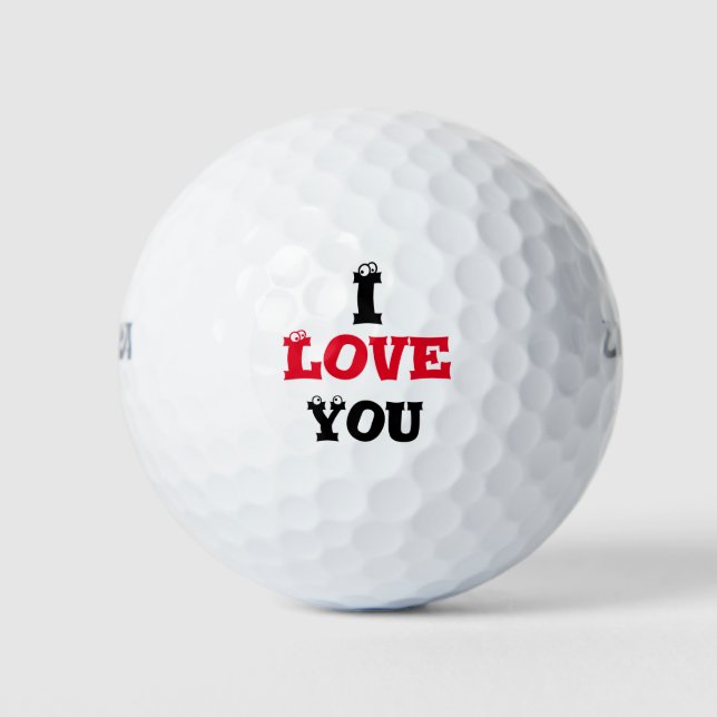 Golf Ball I Liebe Sie mit lustigem Gesicht auf Buc (Vorderseite)