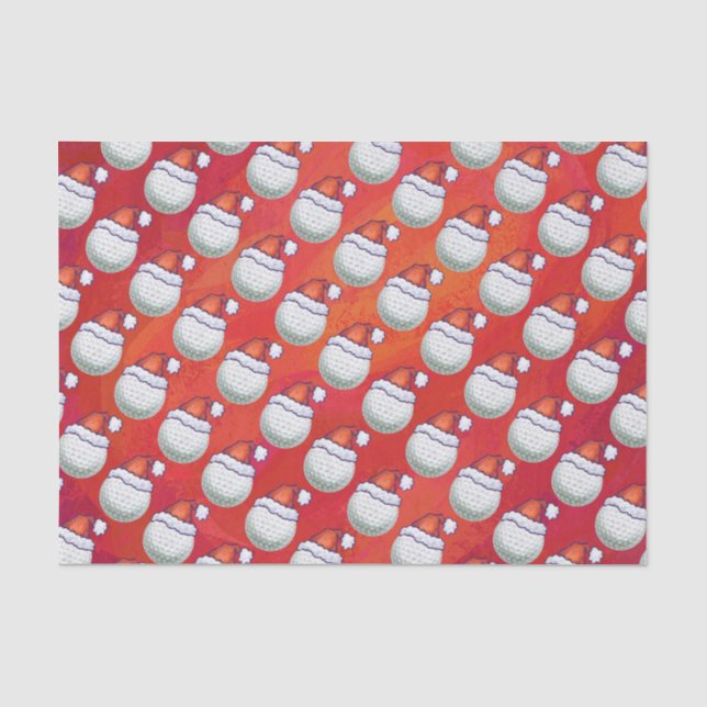 Golf-Ball im Weihnachtsmannmütze-Muster auf Rot Seidenpapier (Vorderseite)
