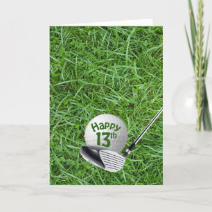 Golf Ball In Grass 13ème Anniversaire Carte