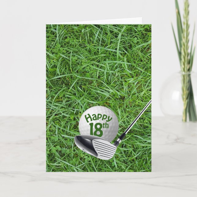 Golf Ball In Grass 18e Anniversaire Carte (Devant)