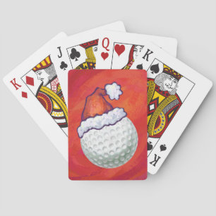 Golf Ball in Weihnachtsmannmütze Spielkarten