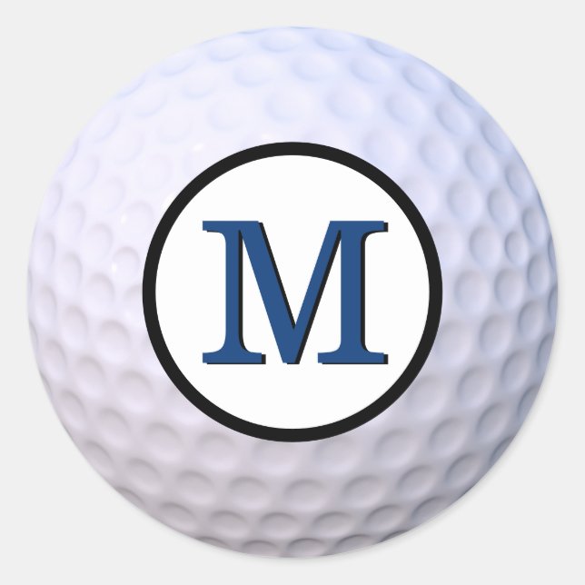 Golf Ball individuell anpassbares Monogramm Blau Runder Aufkleber (Vorderseite)