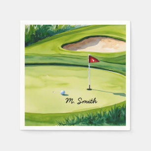 Golf Ball ist auf Grün mit Ihrem Namen Serviette