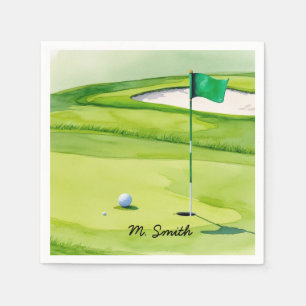 Golf Ball ist auf Grün mit Ihrem Namen Serviette