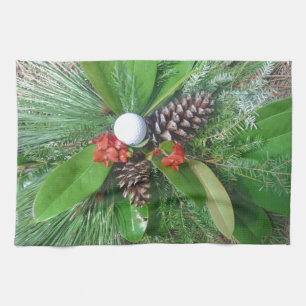 Golf Ball Kiefernzapfen und Evergreens Weihnachten Geschirrtuch