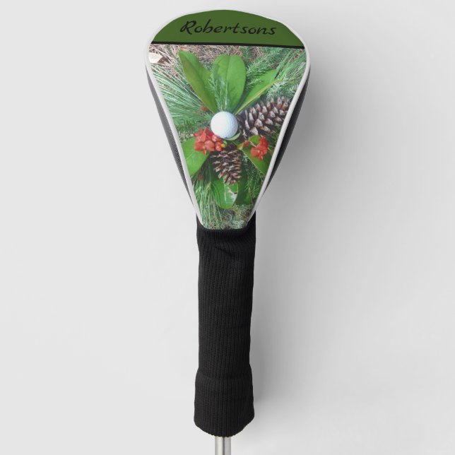 Golf Ball Kiefernzapfen und Evergreens Weihnachten Golf Headcover (Vorderseite)