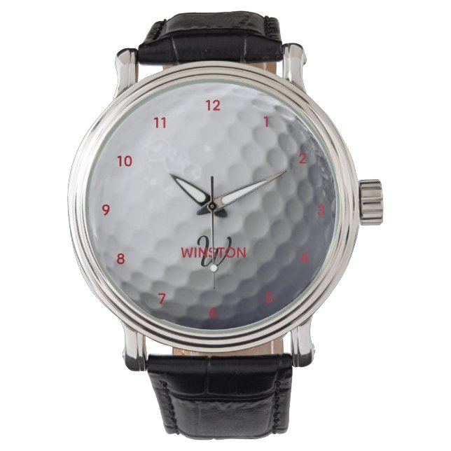 Golf Ball Look Personalisiert Monogram Armbanduhr (Vorderseite)