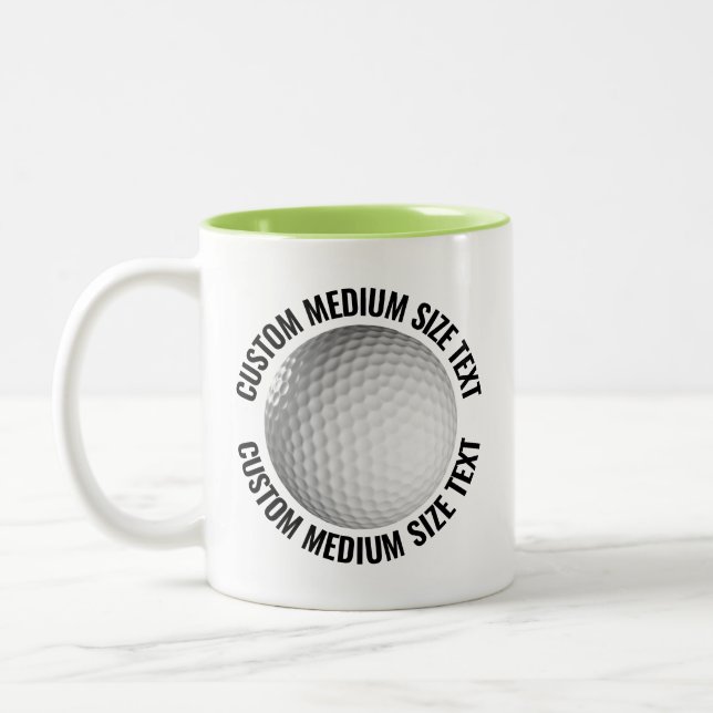 Golf Ball & Medium Text LIME GRÜN 325ml Custom Zweifarbige Tasse (Links)