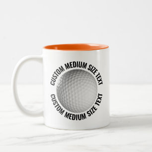 Golf Ball & Medium Text ORANGE 11oz Benutzerdefini Zweifarbige Tasse