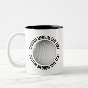 Golf Ball & Medium Text SCHWARZ 325ml Custom Zweifarbige Tasse