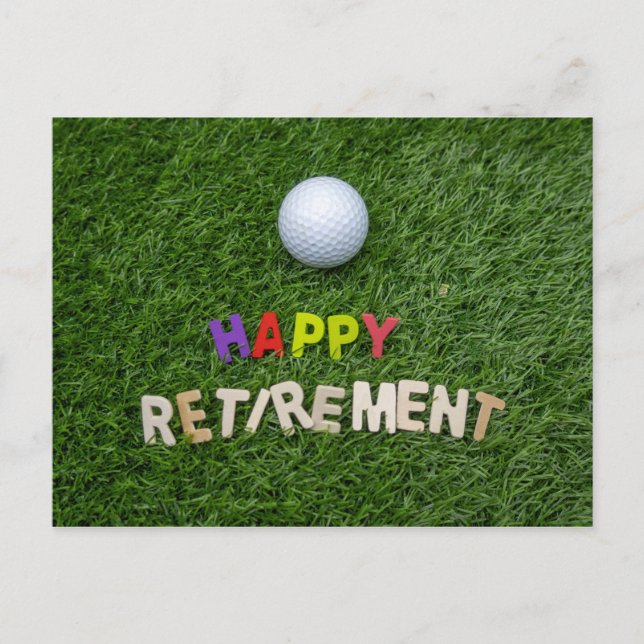 Golf-Ball mit glücklicher Pensionierung in Grün Postkarte (Vorderseite)