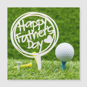 Golf Ball mit Happy Vatertag Schild auf grün C Magnetkarte