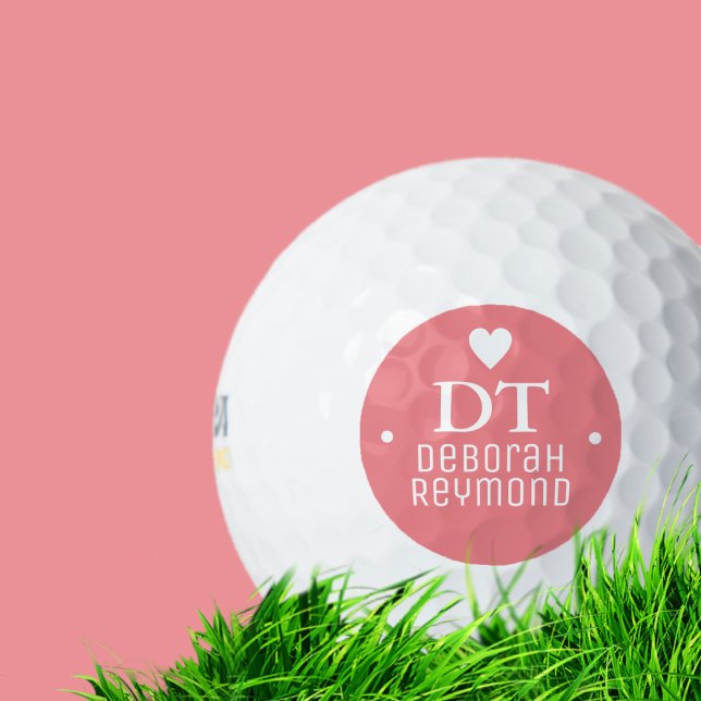 Golf Ball mit ihrem Namen Feminine Pink Monogram (Von Creator hochgeladen)