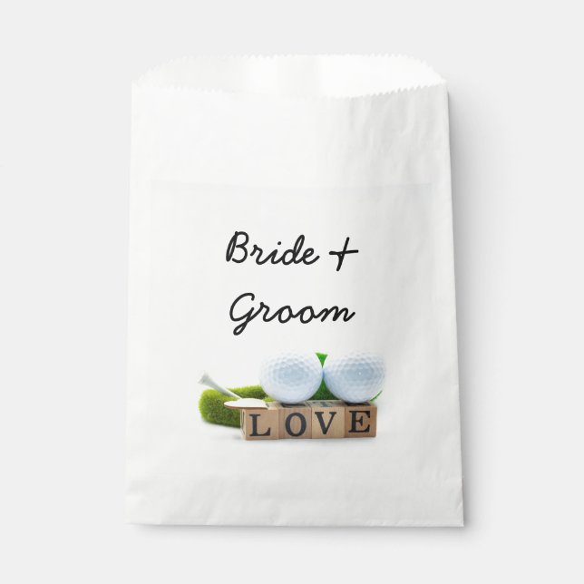 Golf Ball mit Liebe Bräune und Bräutigam Geschenktütchen (Vorderseite)