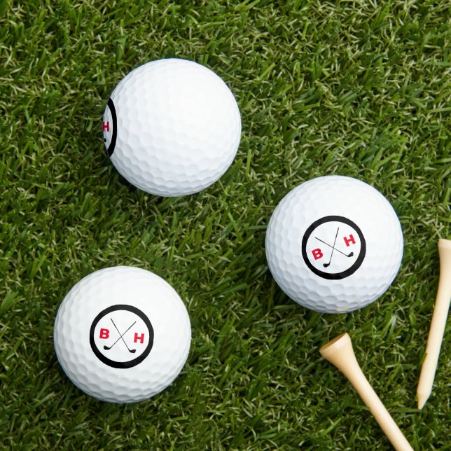 Golf Ball mit Name Initialen Modernes Monogramm (Insitu Gras)