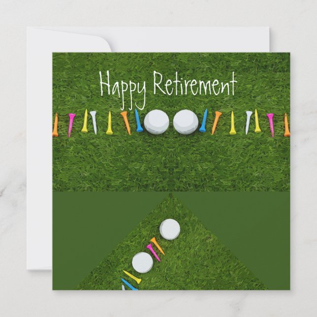 Golf-Ball mit tee Happy Retirement Karte (Vorderseite)