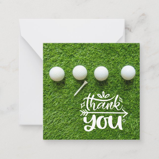 Golf Ball mit vielen Dank auf grünem Gras Mitteilungskarte (Vorderseite)