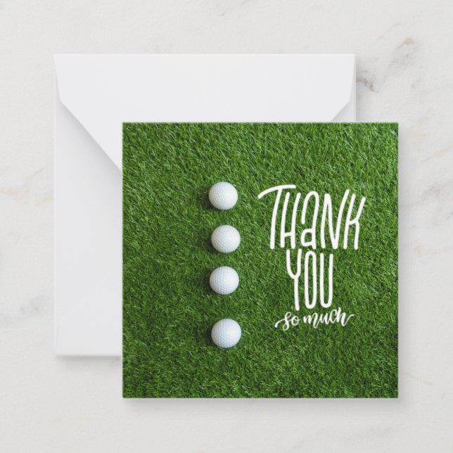Golf Ball mit vielen Dank auf grünem Gras Mitteilungskarte (Vorderseite)