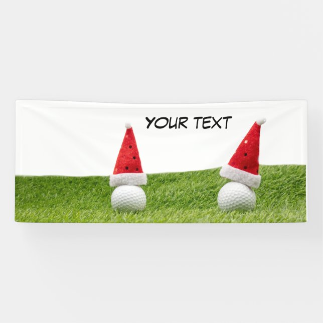 Golf Ball mit Weihnachtsmannmütze Golfer Party Banner (Horizontal)