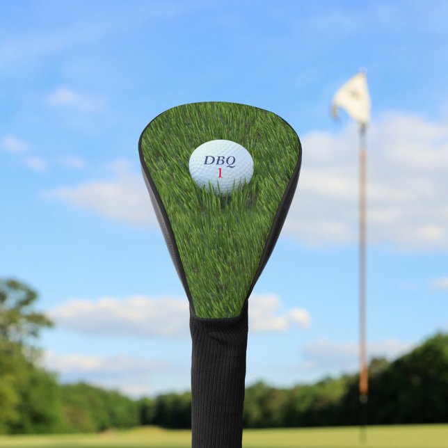 Golf Ball Monogram Green Driver Golf Head Cover Headcover (Add your initials to the golf ball and have the best round of golf ever!)