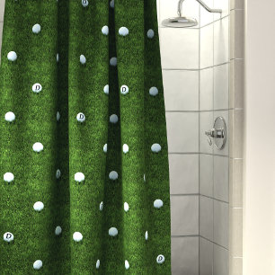 Golf Ball Motif Monogram Douche verte rideau