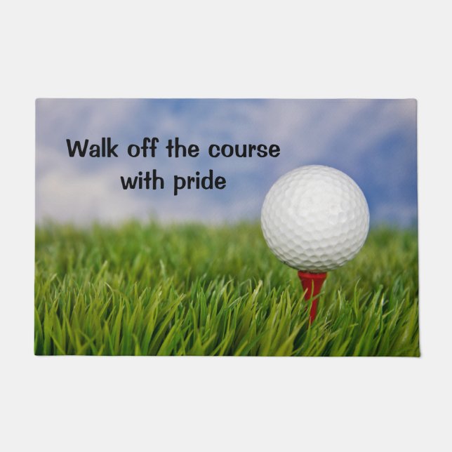 Golf Ball on Red T-Shirt mit Angebot Fußmatte (Vorderseite)